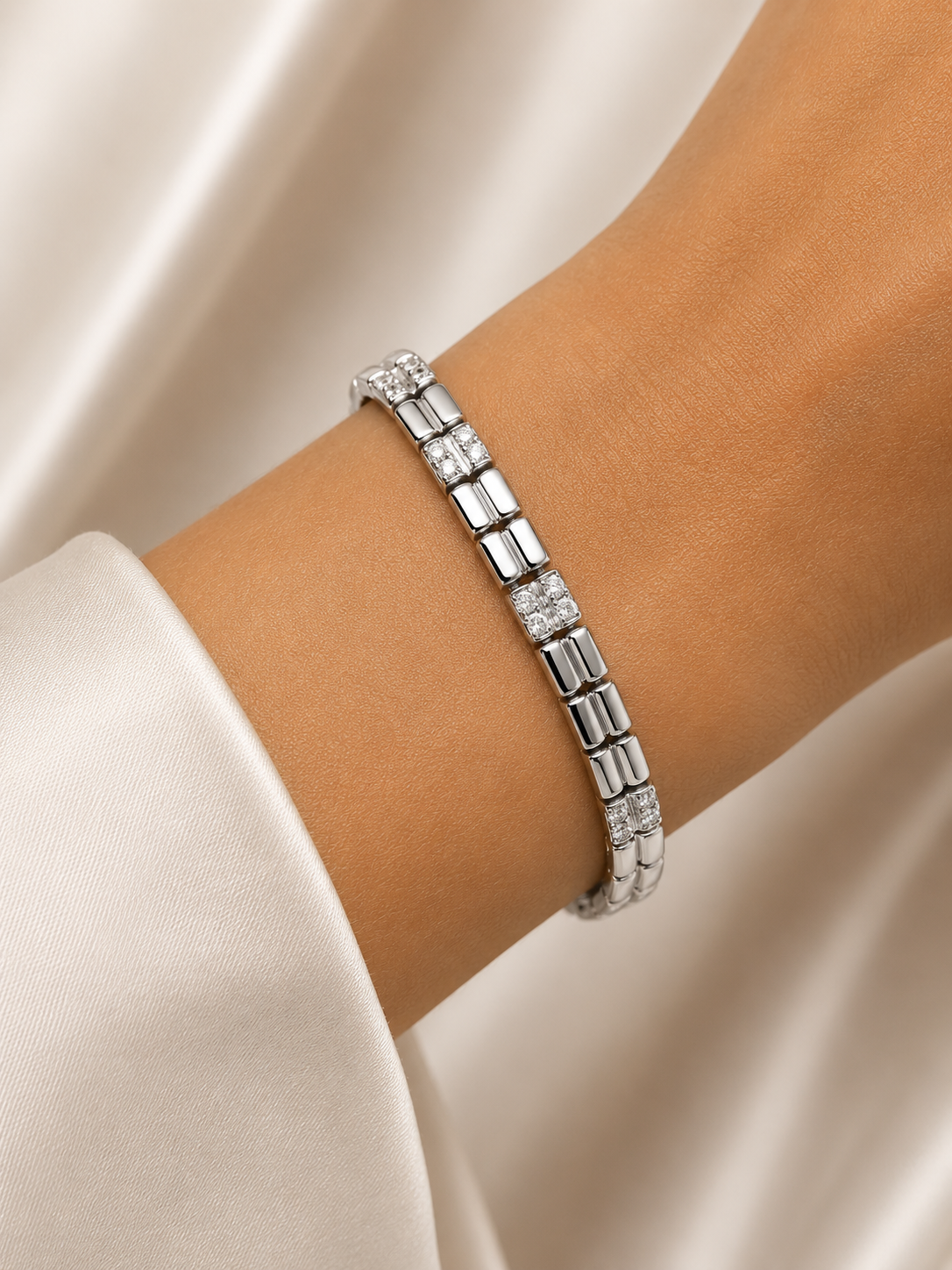 Silver Luxe CZ Link Bracelet