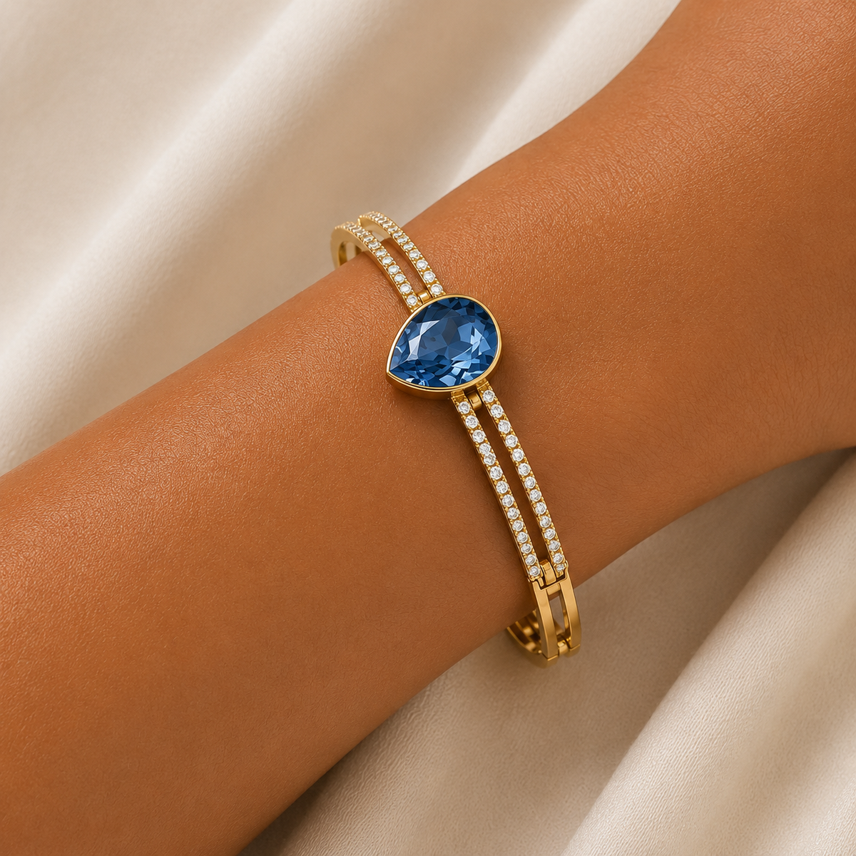 Azure Teardrop Crystal Bangle